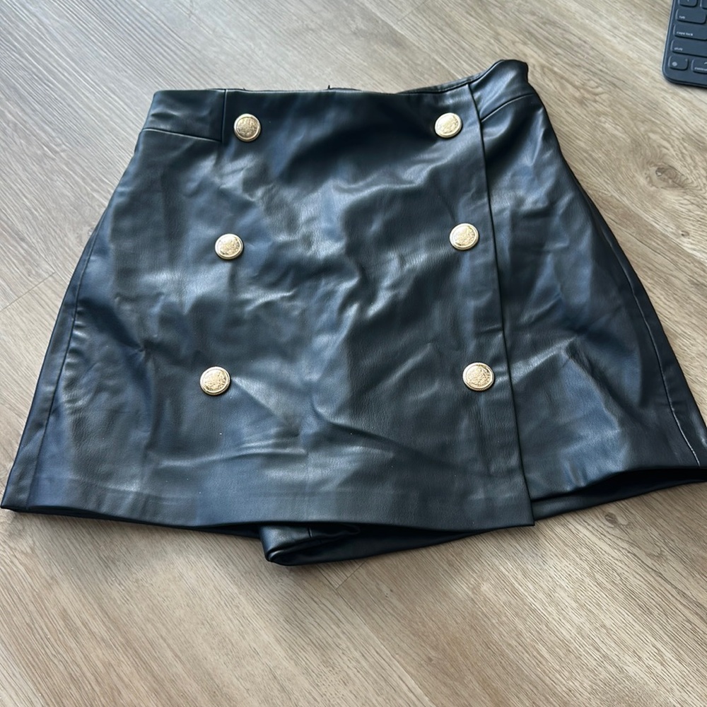 Black PU shorts